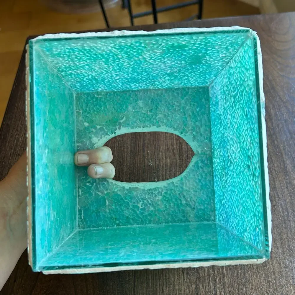 Mosaic Tissue Holder Cover Bathroom Accessory Square Box Glass aqua